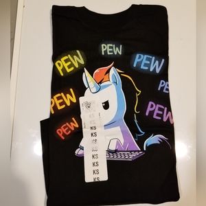 Unisex Tee Unicorn Pew Pew kids small